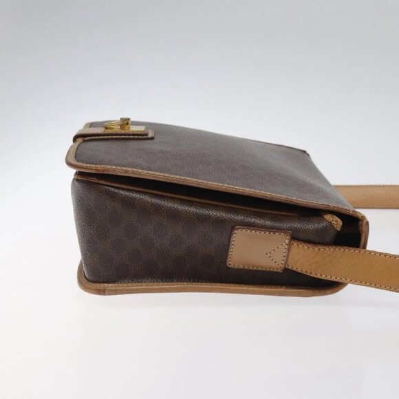 CELINE Macadam Canvas Shoulder Bag PVC Leather Brown Gold Auth - Picture 10 of 16